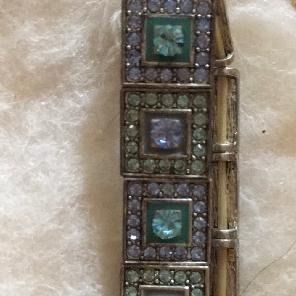 Antique 1920s Aqua and silver Art Nouveau Bracelet - Picture 3 of 3